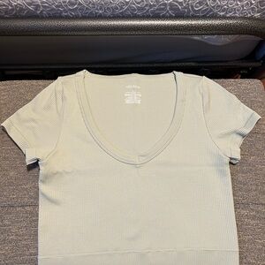 Wild Fable Light Green Ribbed Short Sleeve Top